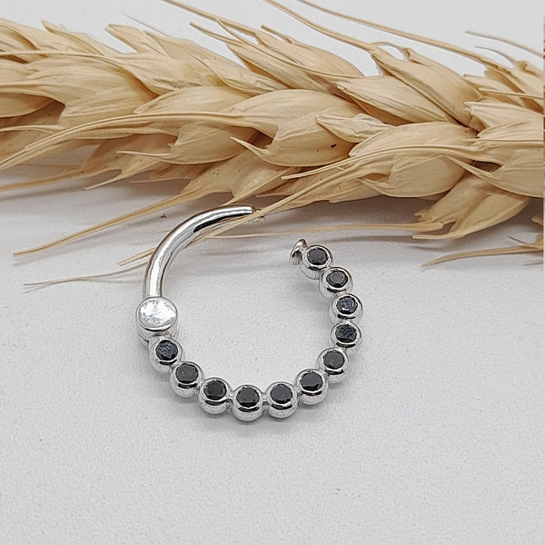 Daith Clicker 14k Gold Black Diamonds
